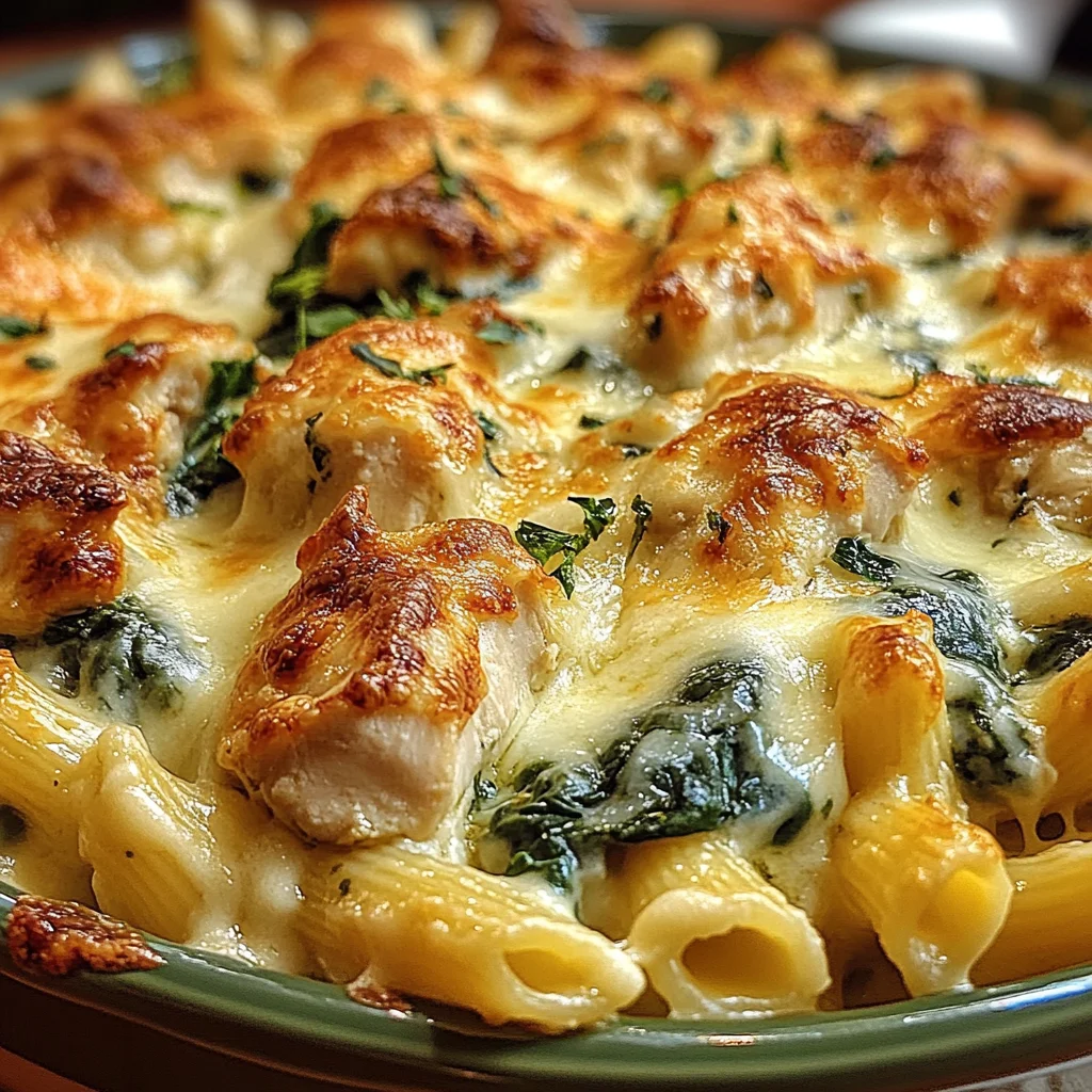 Creamy Spinach and Chicken Pasta Bake