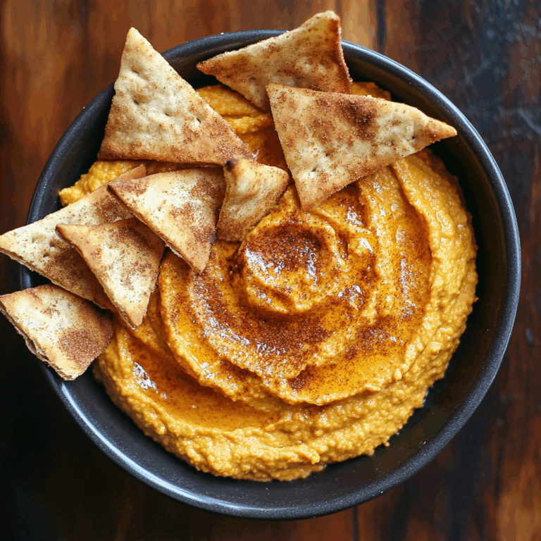 Pumpkin Hummus with Cinnamon-Sugared Pita Chips